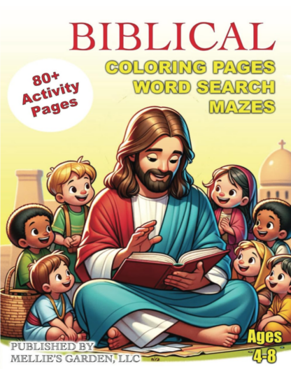 Biblical Children's coloring book, word search and mazes cover