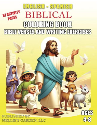 Biblical Children's coloring book cover in English and Spanish